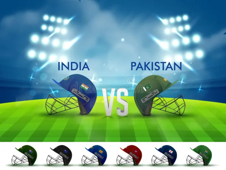 india-vs-pakistan-cricket-match-concept-creative-illustration-participant-countries-batsman-helmets-night-stadium-66869326